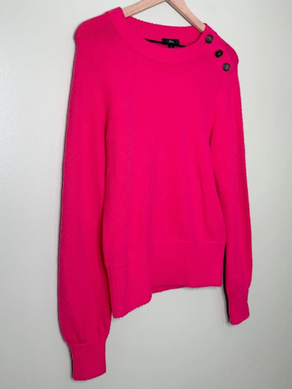 J.‎ Crew Merino Wool Alpaca Button Detail Sweater Supersoft Yarn Pink Size Small